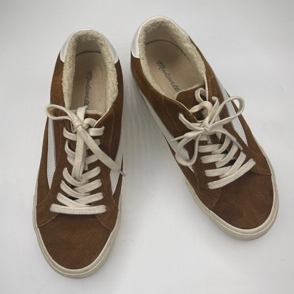 Madewell Sidewalk Low-Top Sneakers in Suede and Sherpa S-459 Sz 9.5